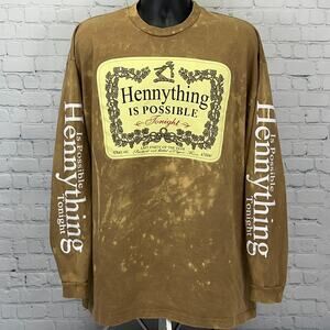 Fashion Nova Hennything Hennessy Cognac Liquor Long Sleeve T Shirt 2XL XXL Brown